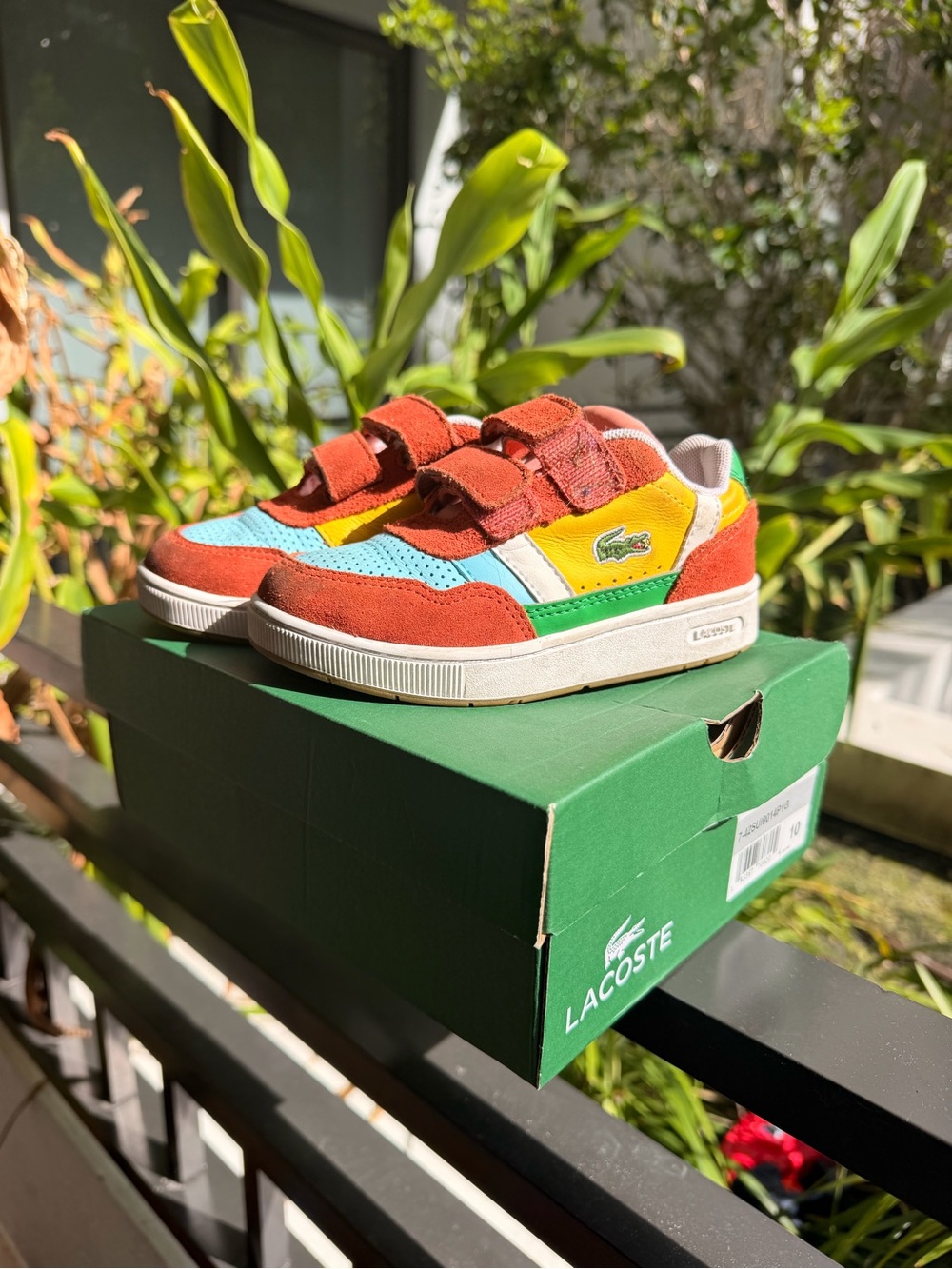 Lacoste Peanuts boys girls 10 size Kids Multicolor Suede Velcro Sneakers limited